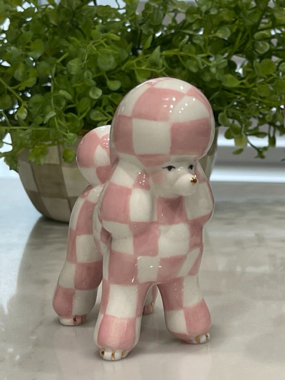 MacKenzie-Childs Rosy Check Poodle Salt Pepper Set-NEW-Theme: pink poodle parlor - Picture 10 of 14